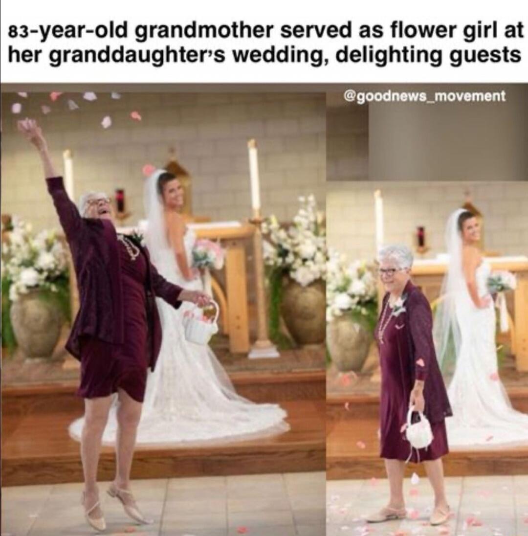 83-year-old grandmother served as flower girl at her granddaughter's wedding, delighting guests