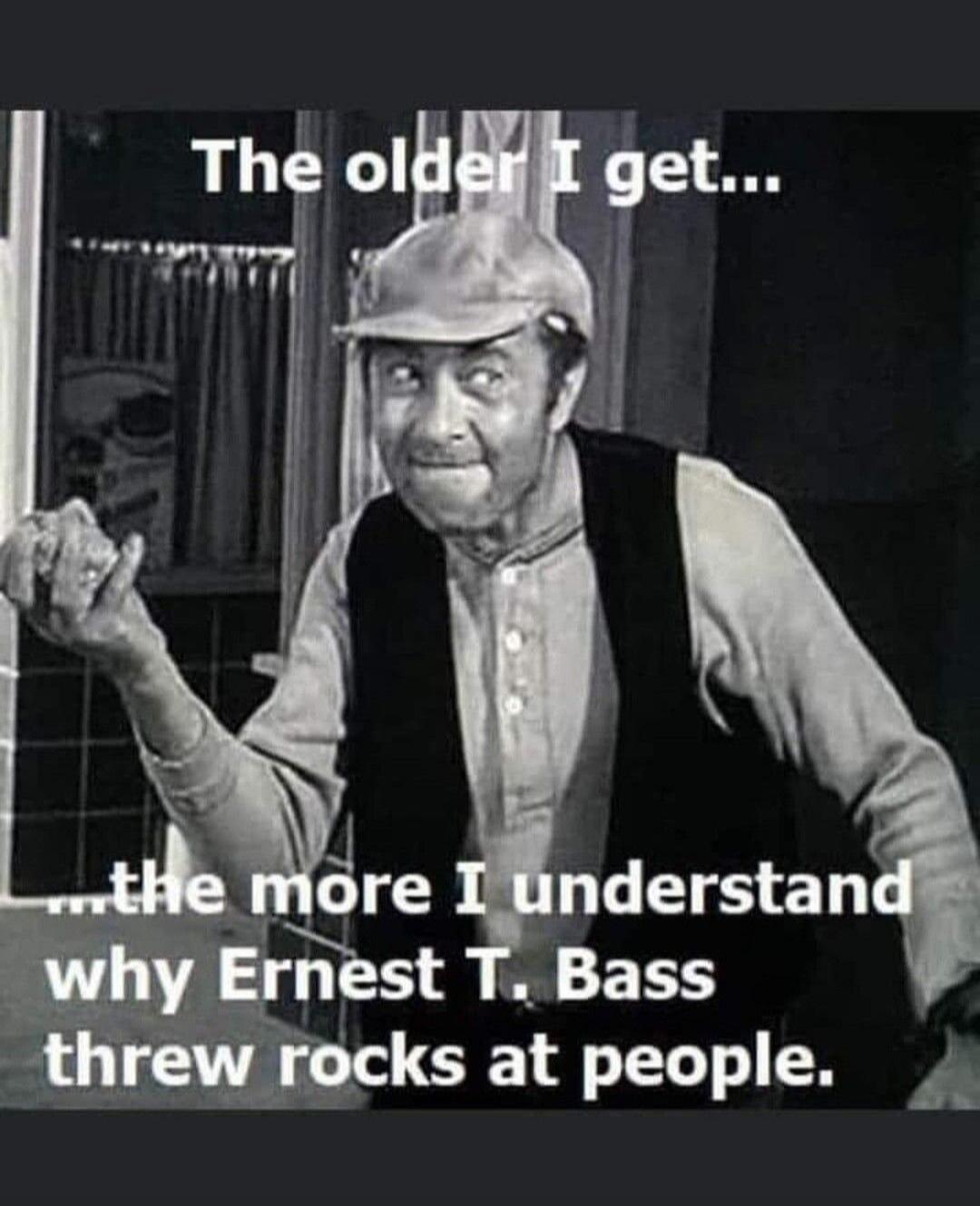 The older I get... the more I understand why Ernest T. Bass threw rocks at people.
