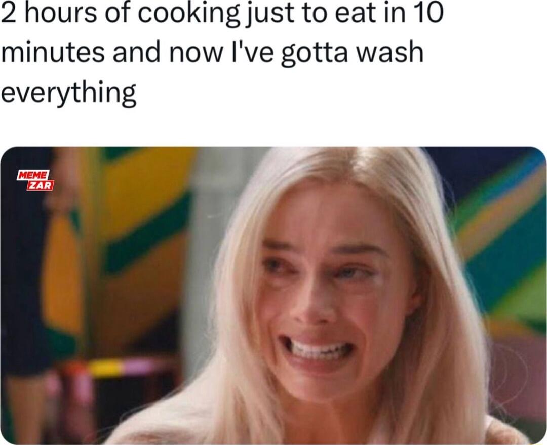 ours of cooking just to eat in 10 minutes and now Ive gotta wash everything