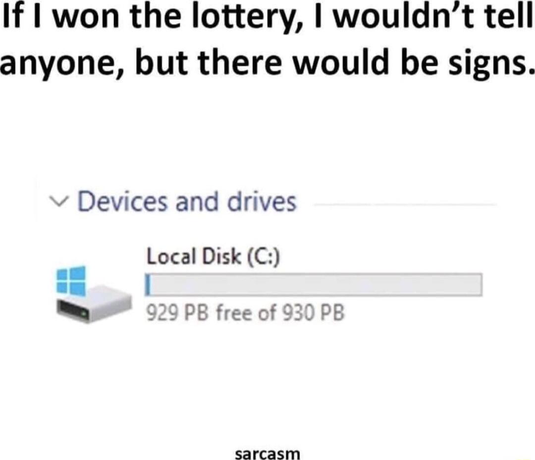 If won the lottery wouldnt tell anyone but there would be signs v Devices and drives Local Disk C SRICRE