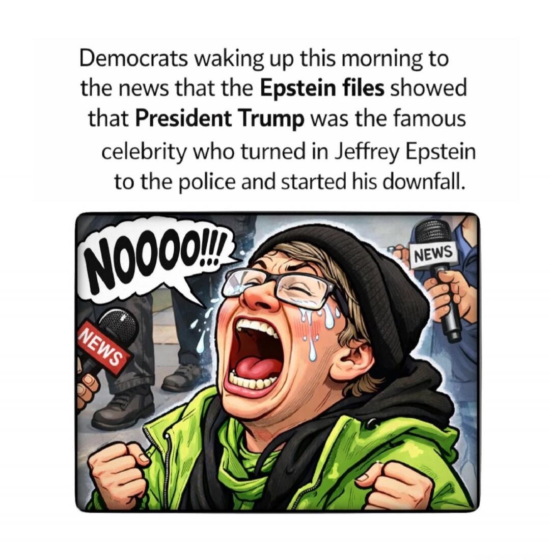 Democrats waking up this morning to the news that the Epstein files showed that President Trump was the famous celebrity who turned in Jeffrey Epstein to the police and started his downfall.