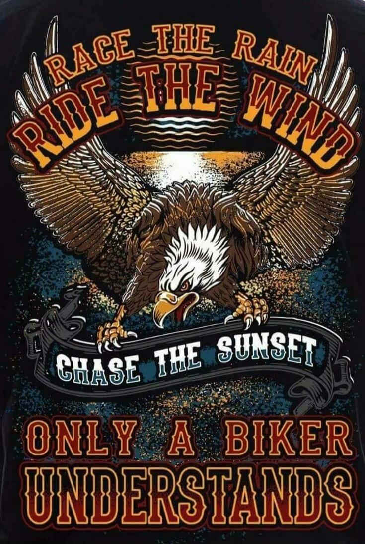 RAGE THE RAIN RIDE THE WIND CHASE THE SUNSET ONLY A BIKER UNDERSTANDS