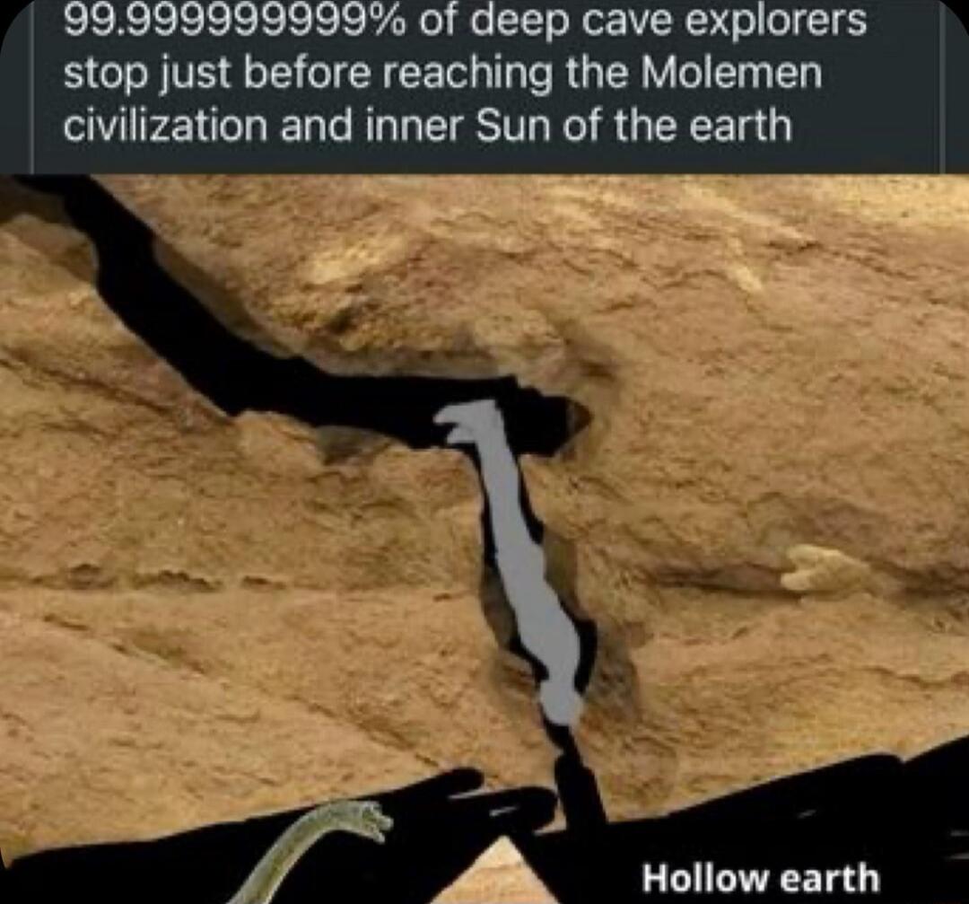 deep cave explorers stop just before reaching the Molemen civilization and inner Sun of the earth Hollow earth