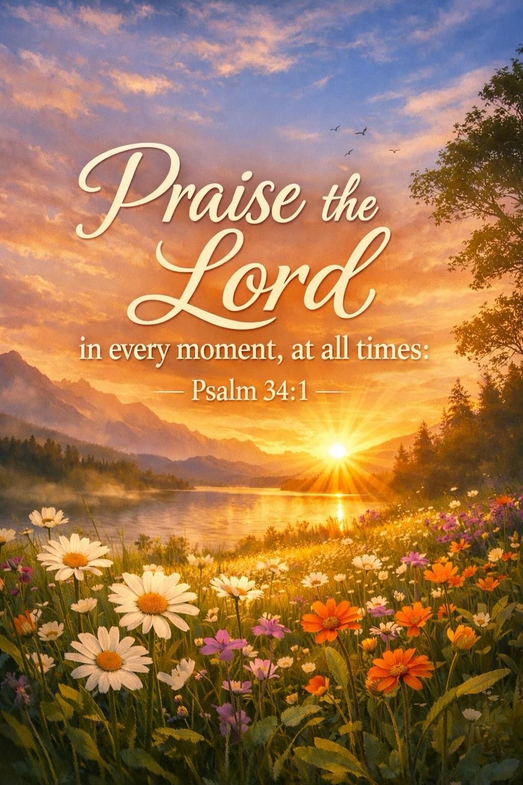 Praise the Lord in every moment, at all times: Psalm 34:1