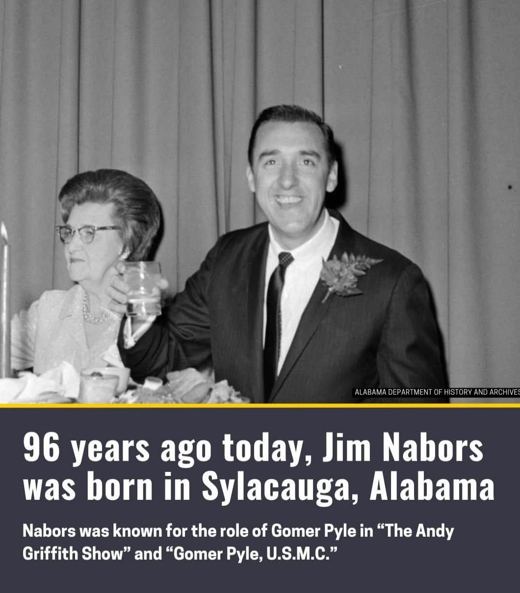 96 years ago today, Jim Nabors was born in Sylacauga, Alabama. Nabors was known for the role of Gomer Pyle in 