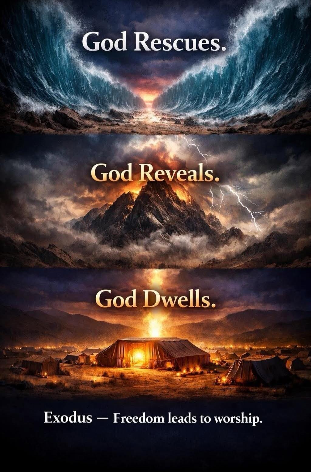 God Rescues. God Reveals. God Dwells. Exodus — Freedom leads to worship.
