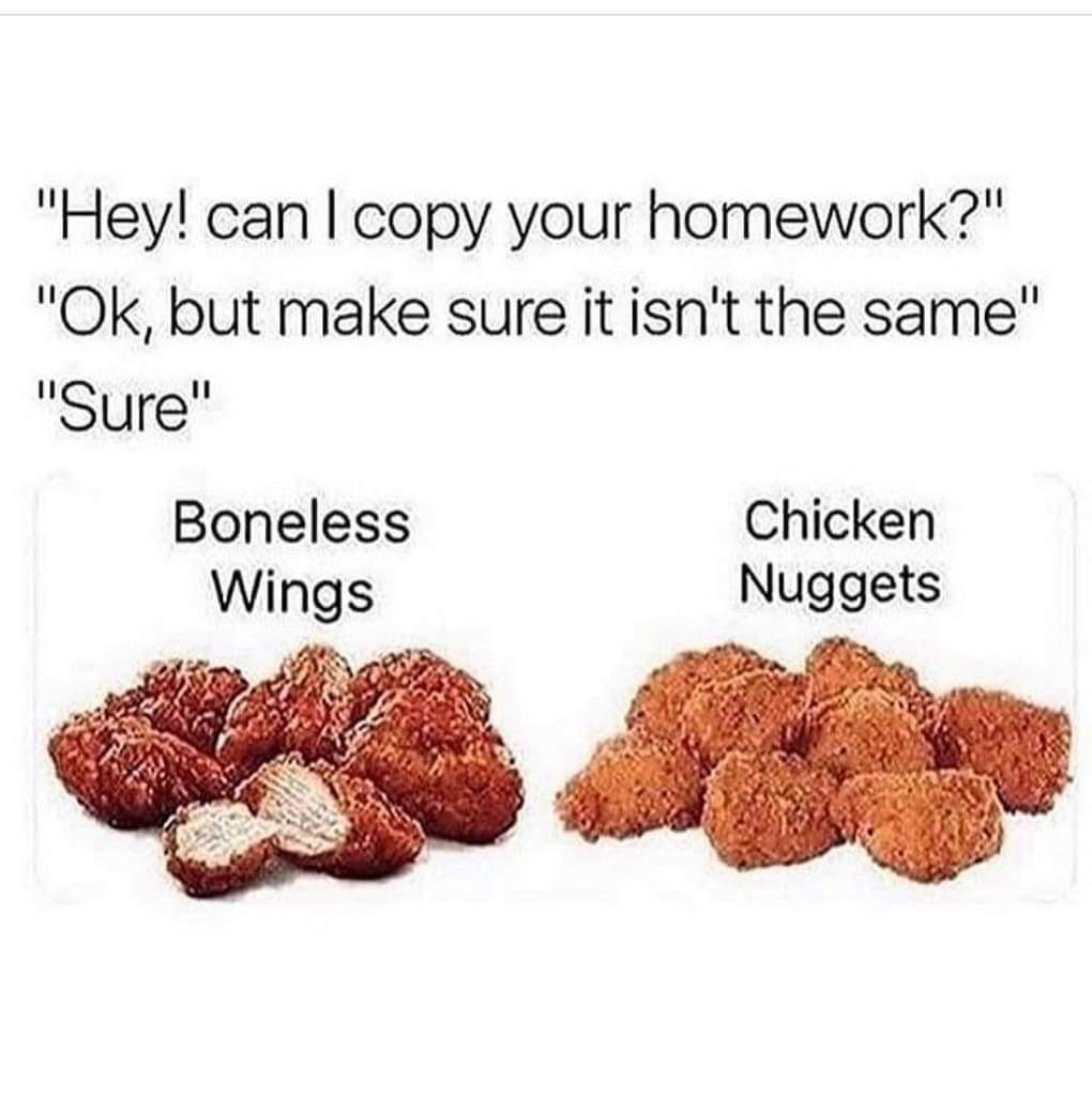 Hey can copy your homework Ok but make sure it isnt the same llSurell Boneless Chicken Wings Nuggets