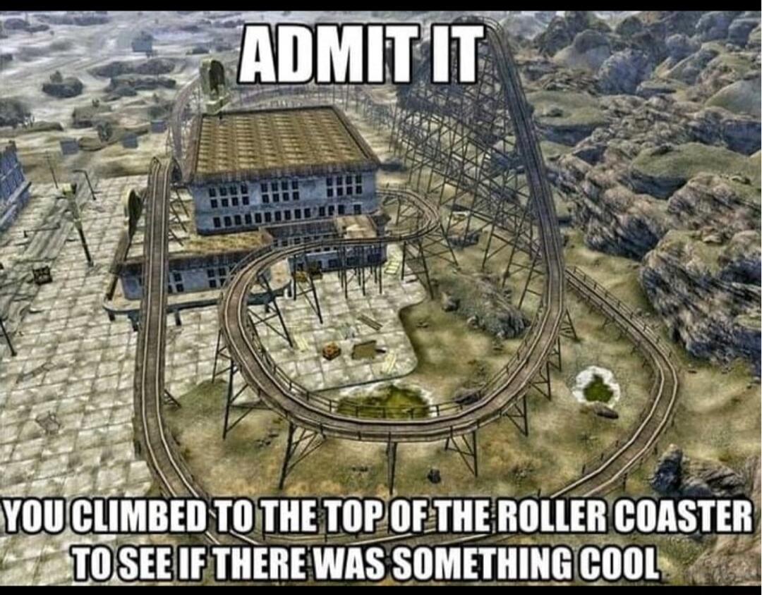 ADMIT IT YOU CLIMBED TO THE TOP OF THE ROLLER COASTER TO SEE IF THERE WAS SOMETHING COOL