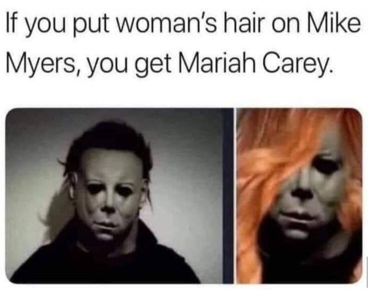 If you put woman's hair on Mike Myers, you get Mariah Carey.