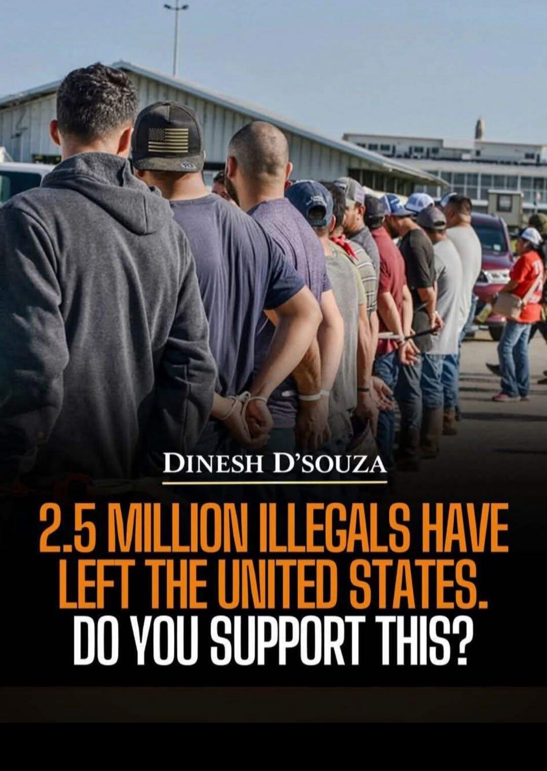 DINESH D'SOUZA 2.5 MILLION ILLEGALS HAVE LEFT THE UNITED STATES. DO YOU SUPPORT THIS?