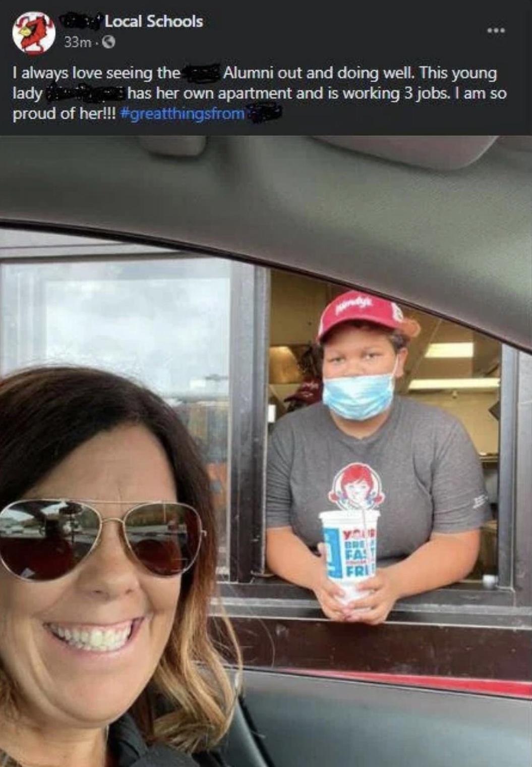 Local Schools BmQ Ialways love seeing the Alumni out and doing well This young lady has her own apartment and is working 3 jobs am s proud of herltt greatthingsirom M