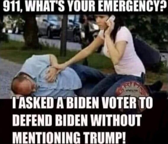 911, WHAT'S YOUR EMERGENCY? I ASKED A BIDEN VOTER TO DEFEND BIDEN WITHOUT MENTIONING TRUMP!