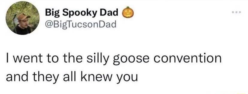 Big Spooky Dad BigTucsonDad went to the silly goose convention and they all knew you