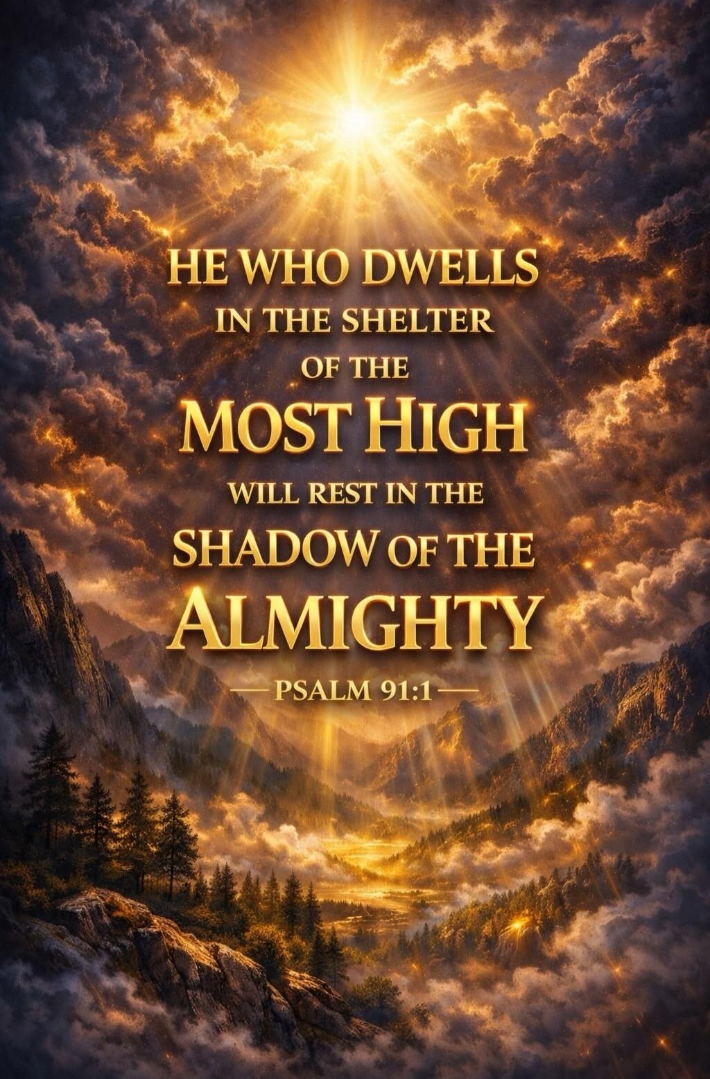 HE WHO DWELLS IN THE SHELTER OF THE MOST HIGH WILL REST IN THE SHADOW OF THE ALMIGHTY PSALM 91:1