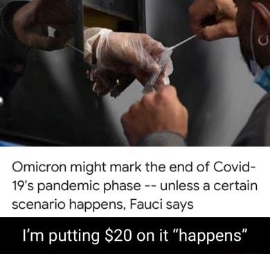 Omicron might mark the end of Covid 19s pandemic phase unless a certain scenario happens Fauci says Im putting 20 on it happens