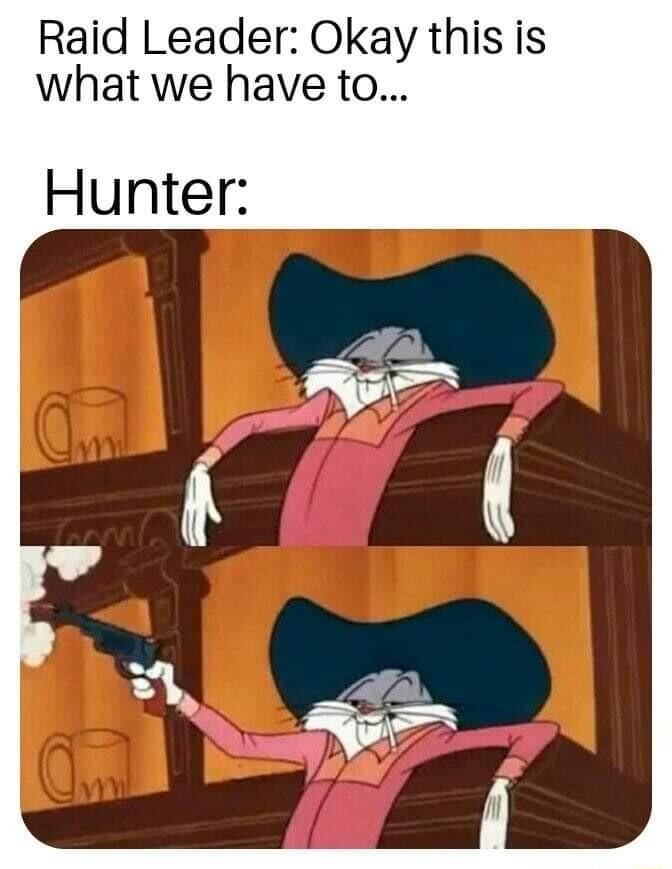 Raid Leader Okay this is what we have to Hunter