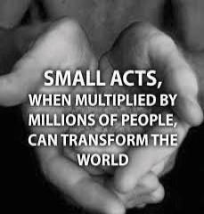 SMALL ACTS, WHEN MULTIPLIED BY MILLIONS OF PEOPLE, CAN TRANSFORM THE WORLD