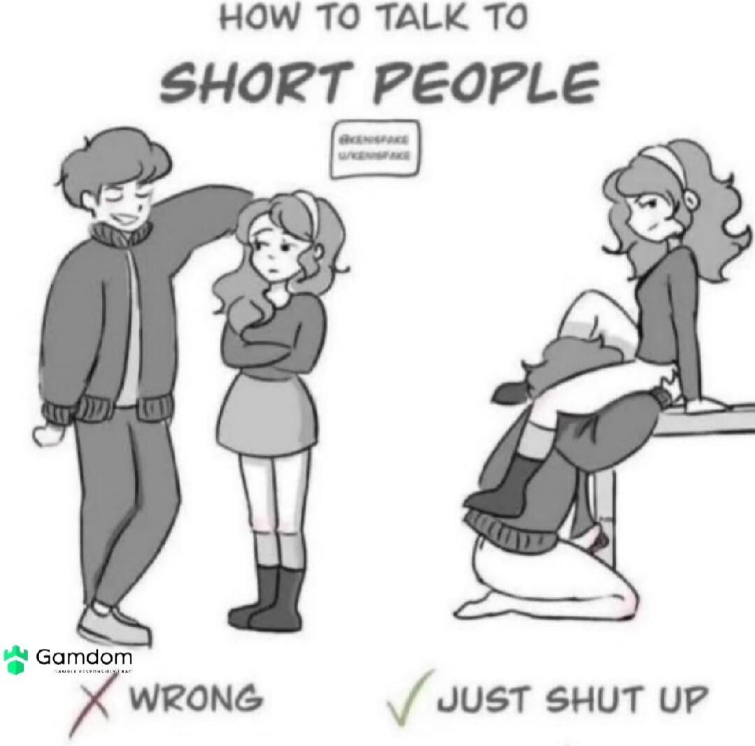 HOW TO TALK TO SHORT PEOPLE WRONG JUST SHUT UP