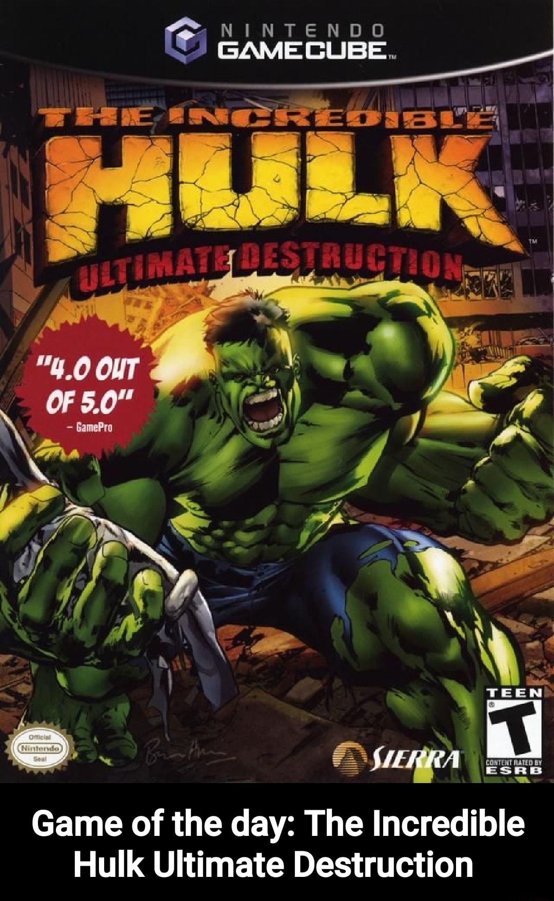 NINTENDD GAMEBUBE Game of the day The Incredible Hulk Ultimate Destruction