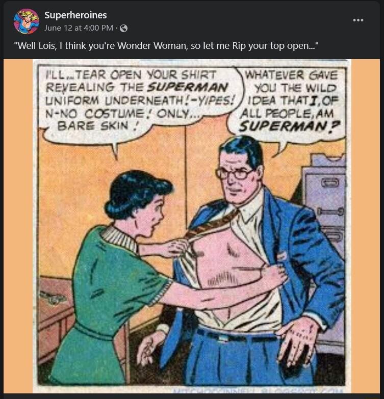 v Superheroines Wel Lois think youre Wonder Woman 5o fet me Rip your top open