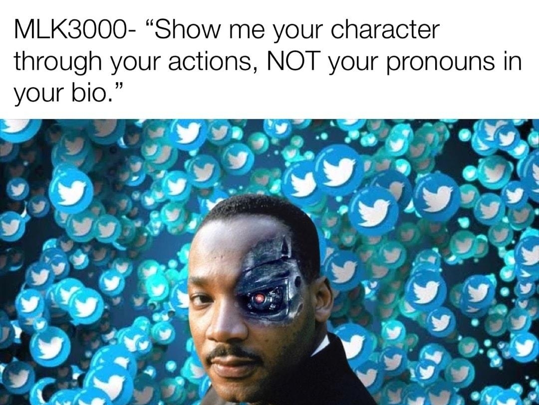 MLKS3000 Show me your character through your actions NOT your pronouns in your bio