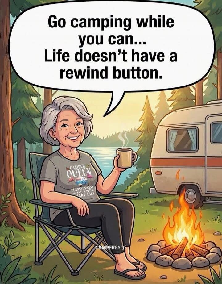Go camping while you can... Life doesn't have a rewind button. CAMPER QUEEN. CLASSY, SASSY AND A BIT SMART ASSY. CAMPERFAQS