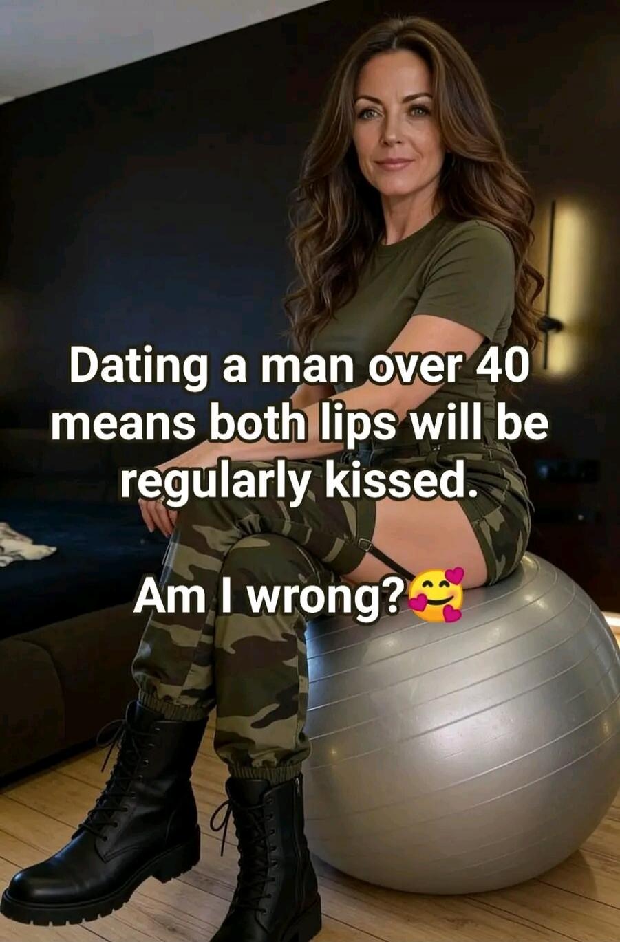 Dating a man over 40 means both lips will be regularly kissed. Am I wrong?