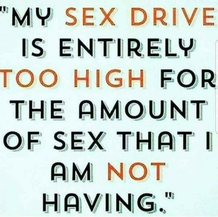 MY SEX DRIVE IS ENTIRELY TOO HIGH FOR THE AMOUNT OF SEX THAT I AM NOT HAVING.