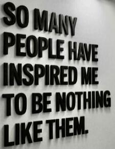 SO MANY PEOPLE HAVE INSPIRED ME TO BE NOTHING LIKE THEM.