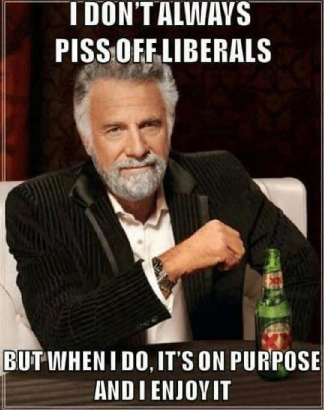 I DON'T ALWAYS PISS OFF LIBERALS BUT WHEN I DO, IT'S ON PURPOSE AND I ENJOY IT