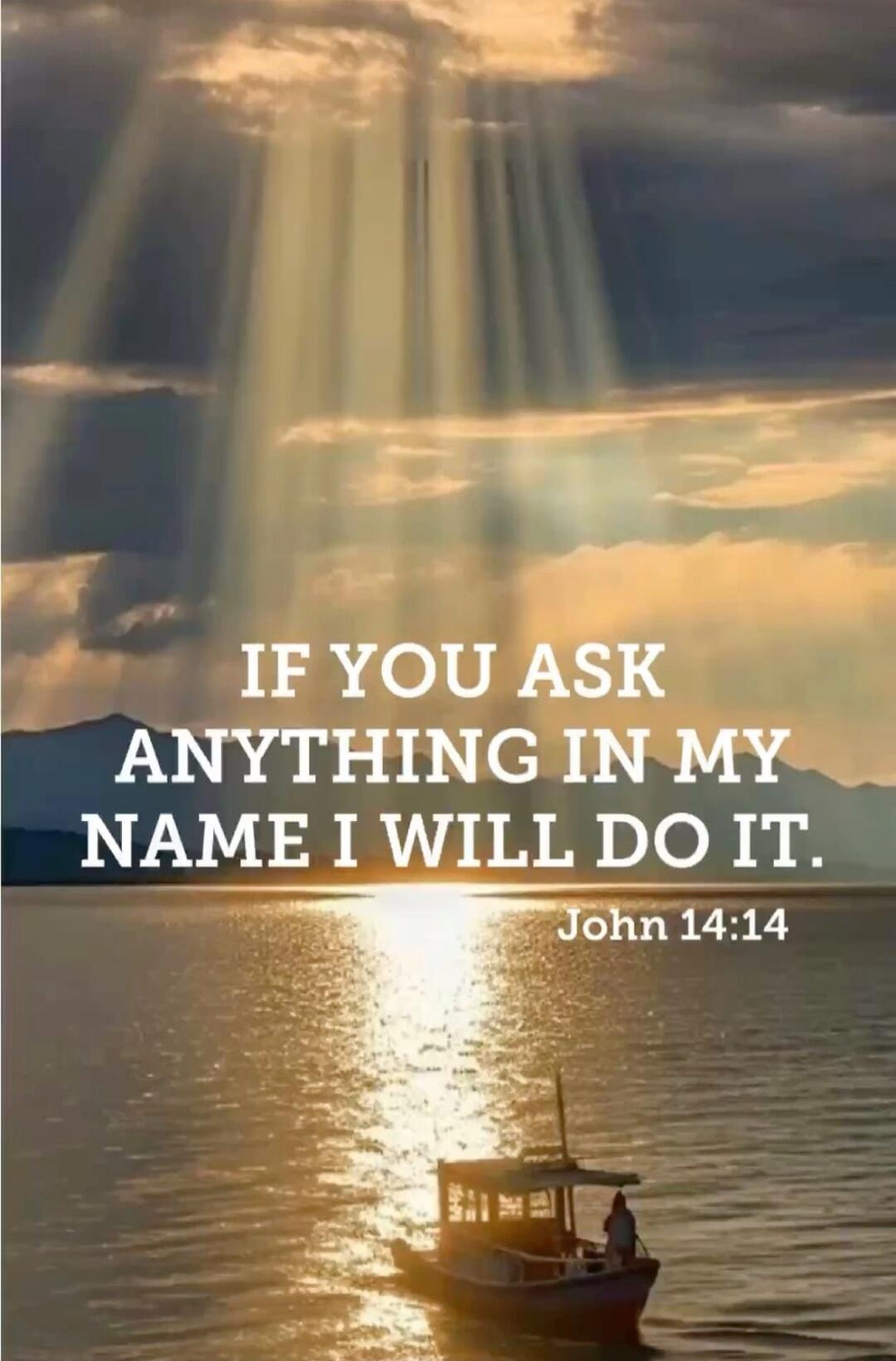 IF YOU ASK ANYTHING IN MY NAME I WILL DO IT. John 14:14
