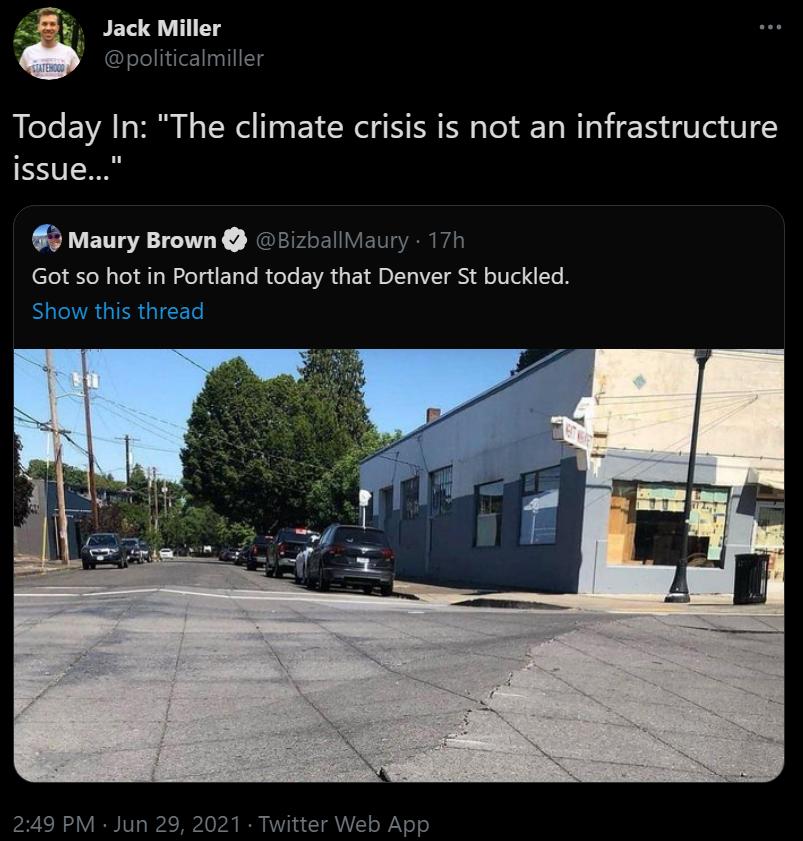 Jack Miller y slelfiiteTInTlIETg Today In The climate crisis is not an infrastructure ENV Maury Brown izballMaury 17h el RN el AT e giETale R E VA EIR DI VI SN l o1 T B 249 PM Jun 29 2021 Twitter Web App