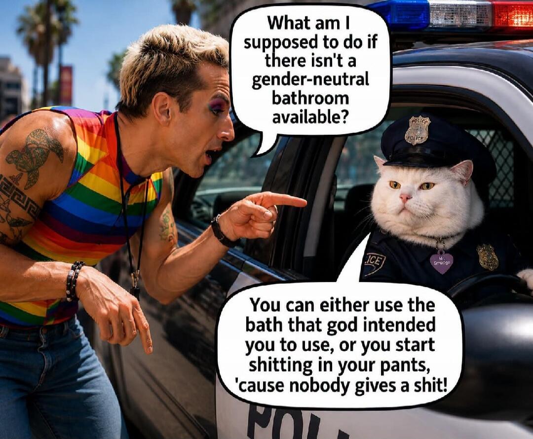 What am I supposed to do if there isn't a gender-neutral bathroom available? You can either use the bath that god intended you to use, or you start shitting in your pants, 'cause nobody gives a shit!