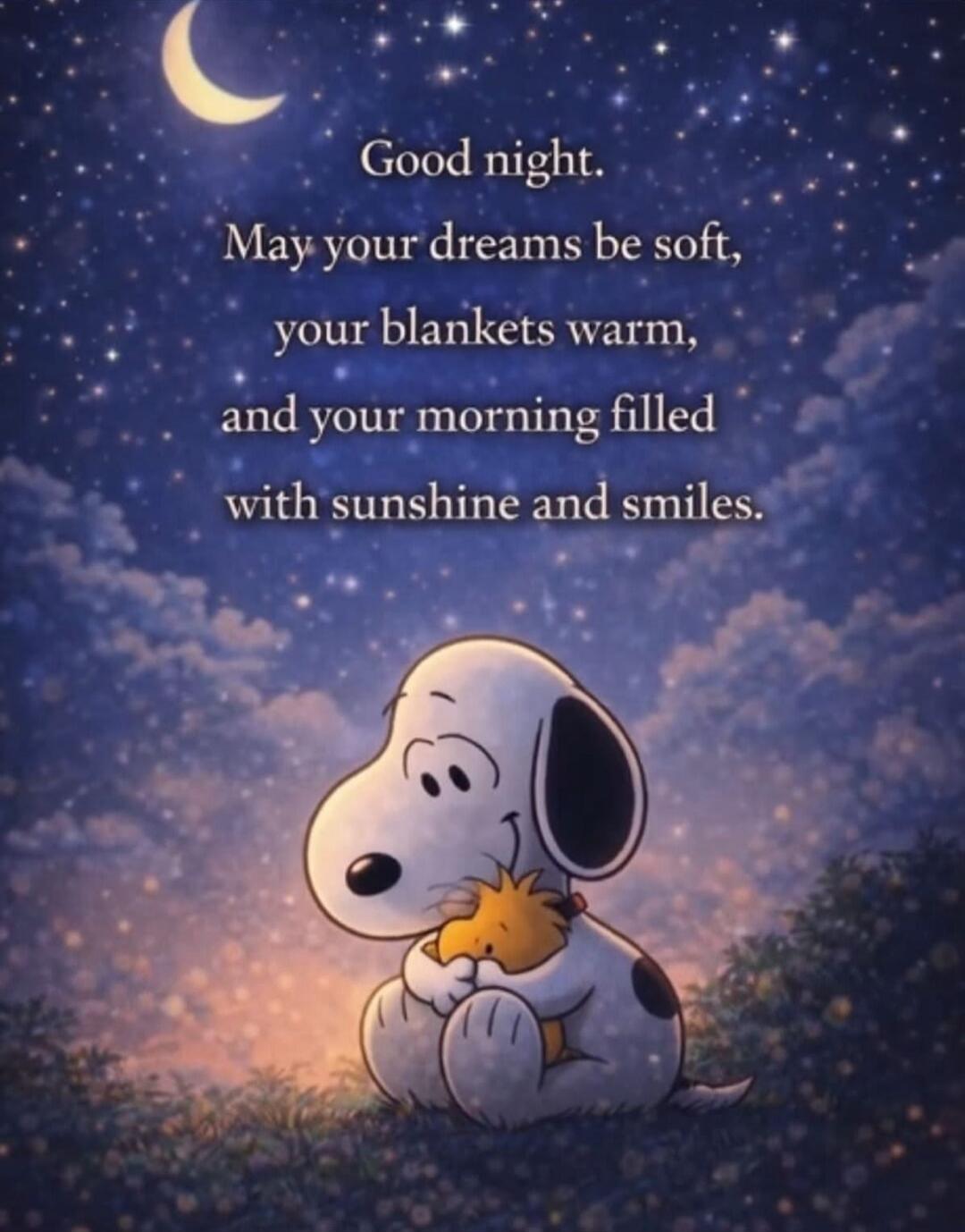 Good night. May your dreams be soft, your blankets warm, and your morning filled with sunshine and smiles.