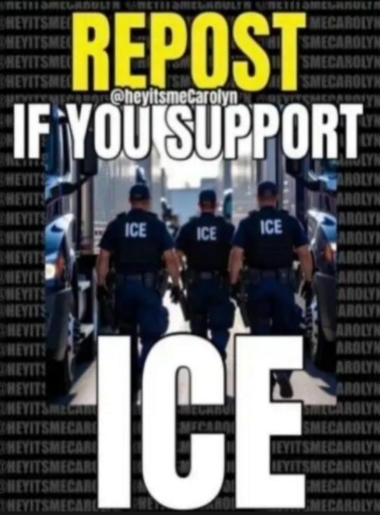 REPOST IF YOU SUPPORT ICE. @heyitsmeCarolyn. ICE.