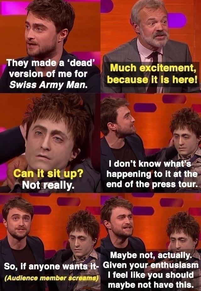 b NG They made a dud o B versionof me for Much excitement Swiss Army Man CLETED Itvls hml_ b 2 7 A l p 1 dont know whats Can it situp happening to it at the N CIECETA end of the press tour By 4 Maybe not actually So if anyone wantait Given your enthusiasm RCENILCRTLITED LT T B Audie ber screams Cammots w7 maybe not have this