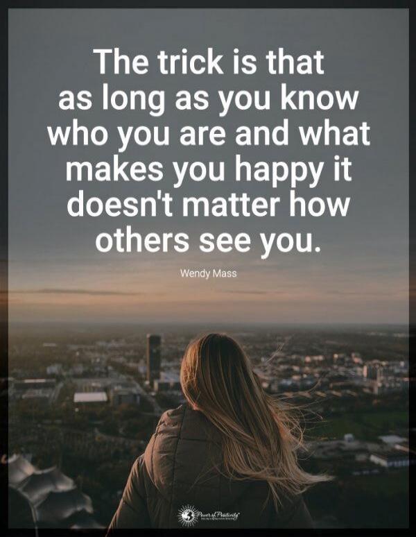 The trick is that as long as you know who you are and what makes you happy it doesn't matter how others see you.