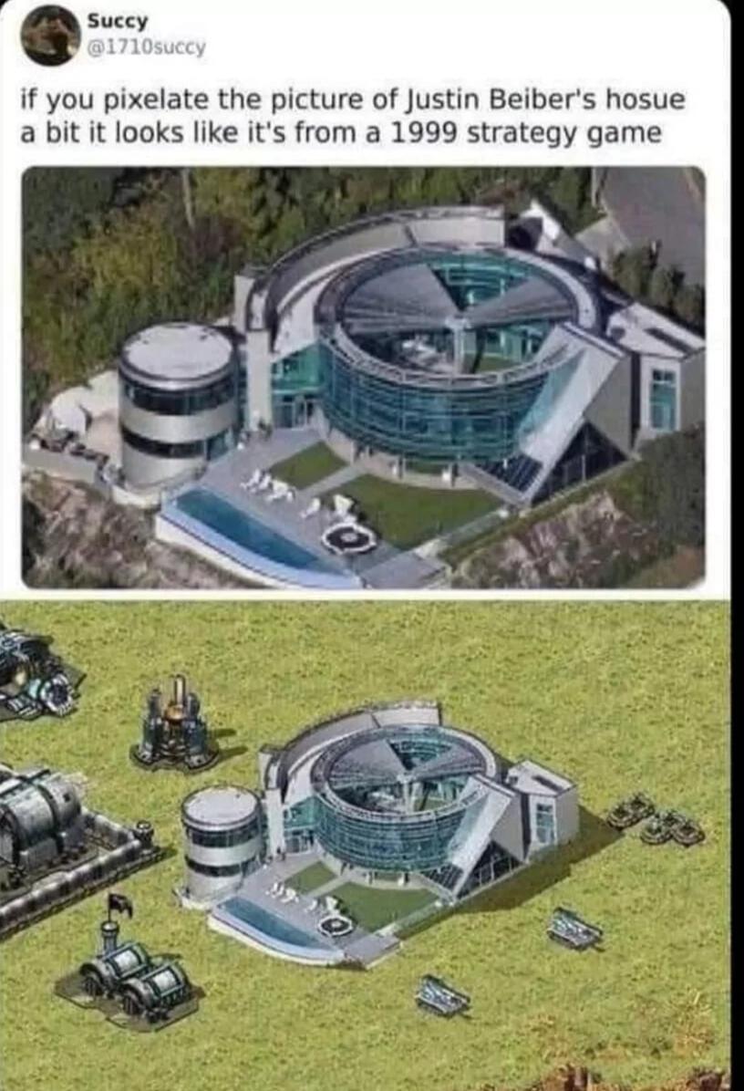 suy if you pixelate the picture of Justin Beibers hosue a bit it looks like its from a 1999 strategy game