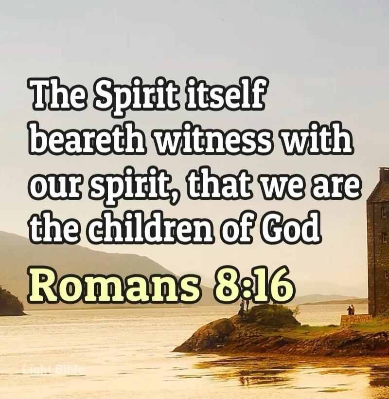 The Spirit itself beareth witness with our spirit, that we are the children of God Romans 8:16