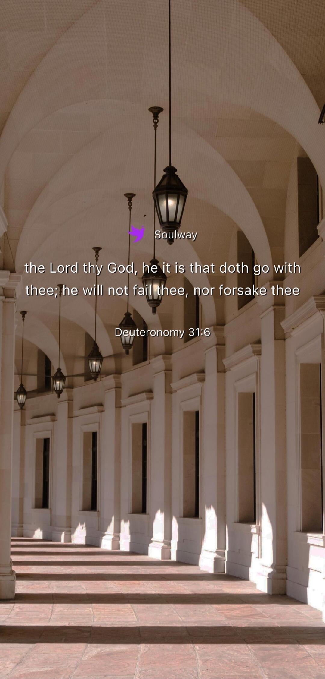 Soulway the Lord thy God, he it is that doth go with thee; he will not fail thee, nor forsake thee Deuteronomy 31:6