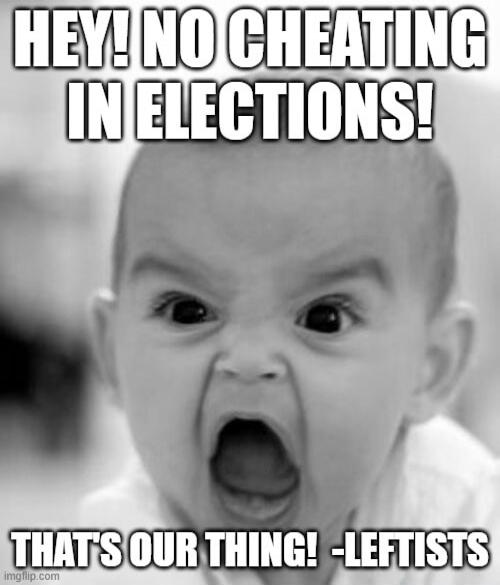 HEY! NO CHEATING IN ELECTIONS! THAT'S OUR THING! -LEFTISTS