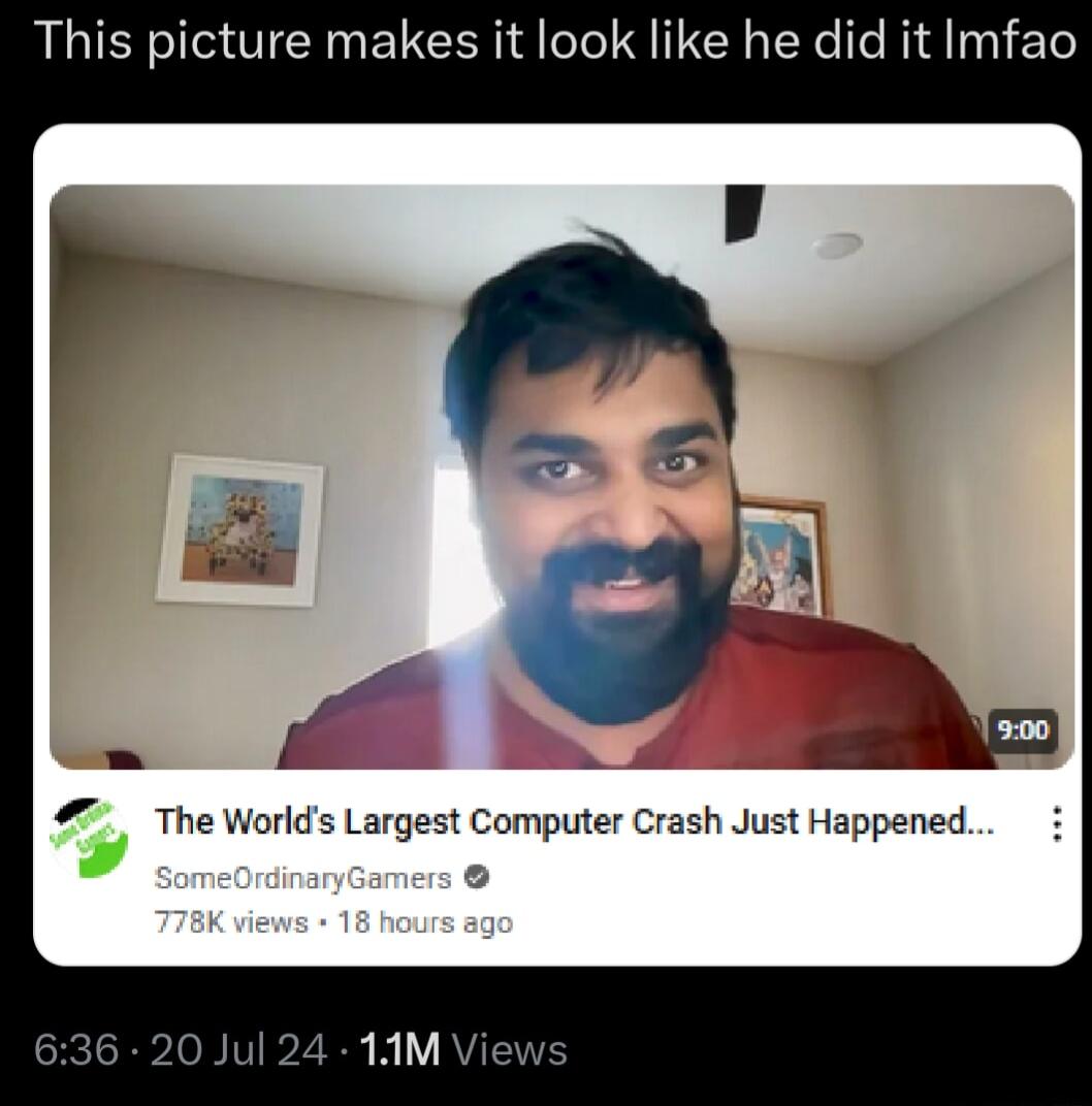 This picture makes it look like he did it Imfao The Worlds Largest Computer Crash Just Happened SRPIeBITZ RN R V