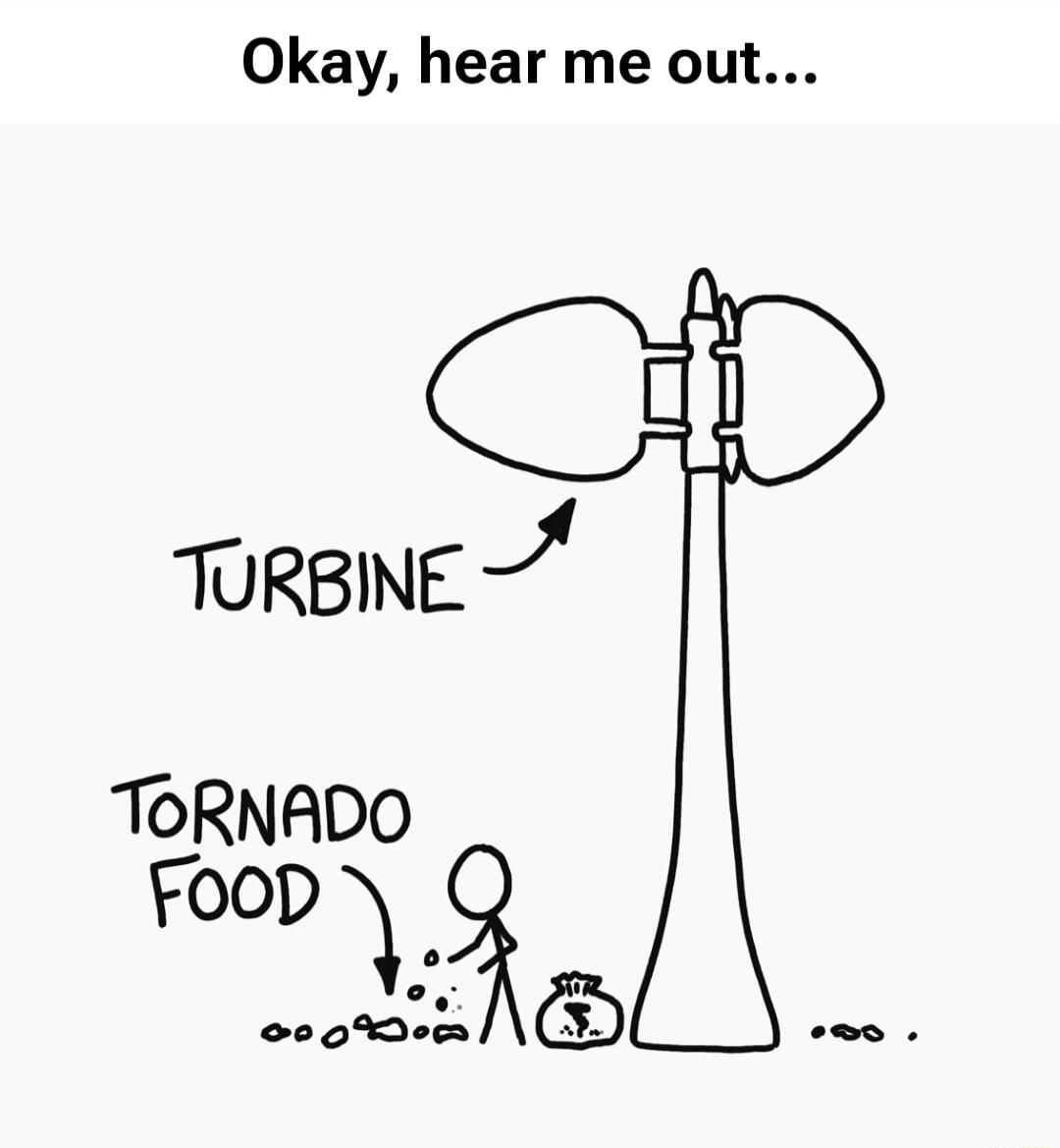 Okay, hear me out... TURBINE TORNADO FOOD