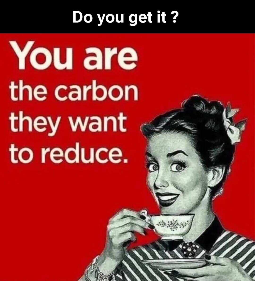 Do you get it ? You are the carbon they want to reduce.