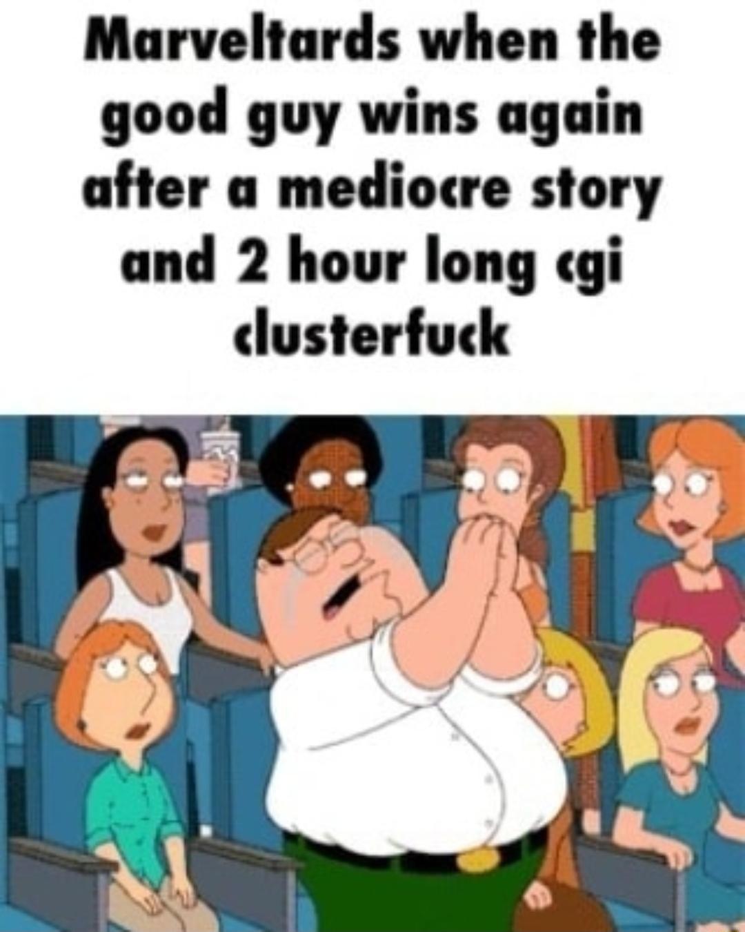 Marveltards when the good guy wins again after a mediocre story and 2 hour long cgi clusterfuck