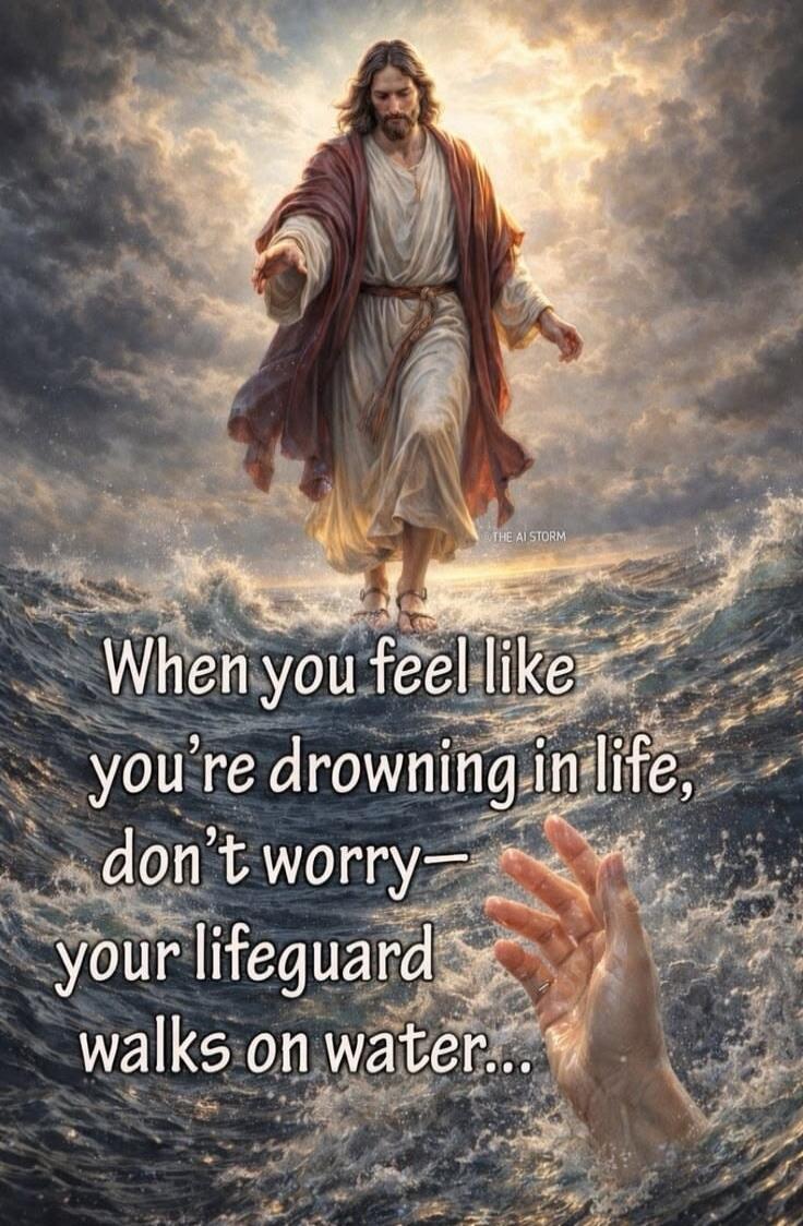 When you feel like you're drowning in life, don't worry— your lifeguard walks on water...