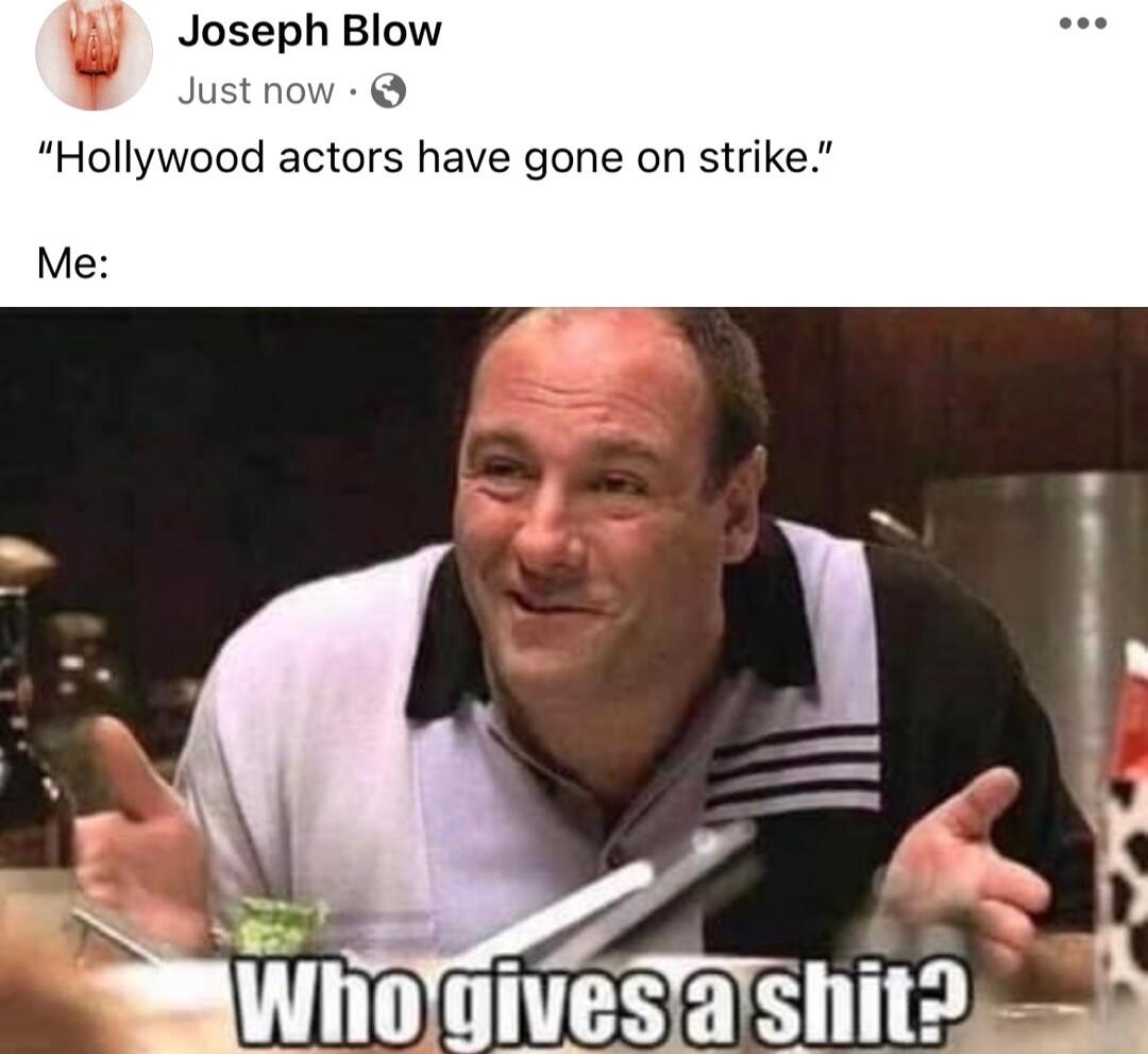Joseph Blow Just now Hollywood actors have gone on strike Me