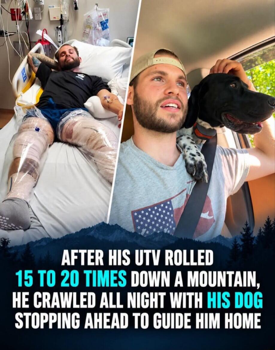 AFTER HIS UTV ROLLED 15 TO 20 TIMES DOWN A MOUNTAIN, HE CRAWLED ALL NIGHT WITH HIS DOG STOPPING AHEAD TO GUIDE HIM HOME