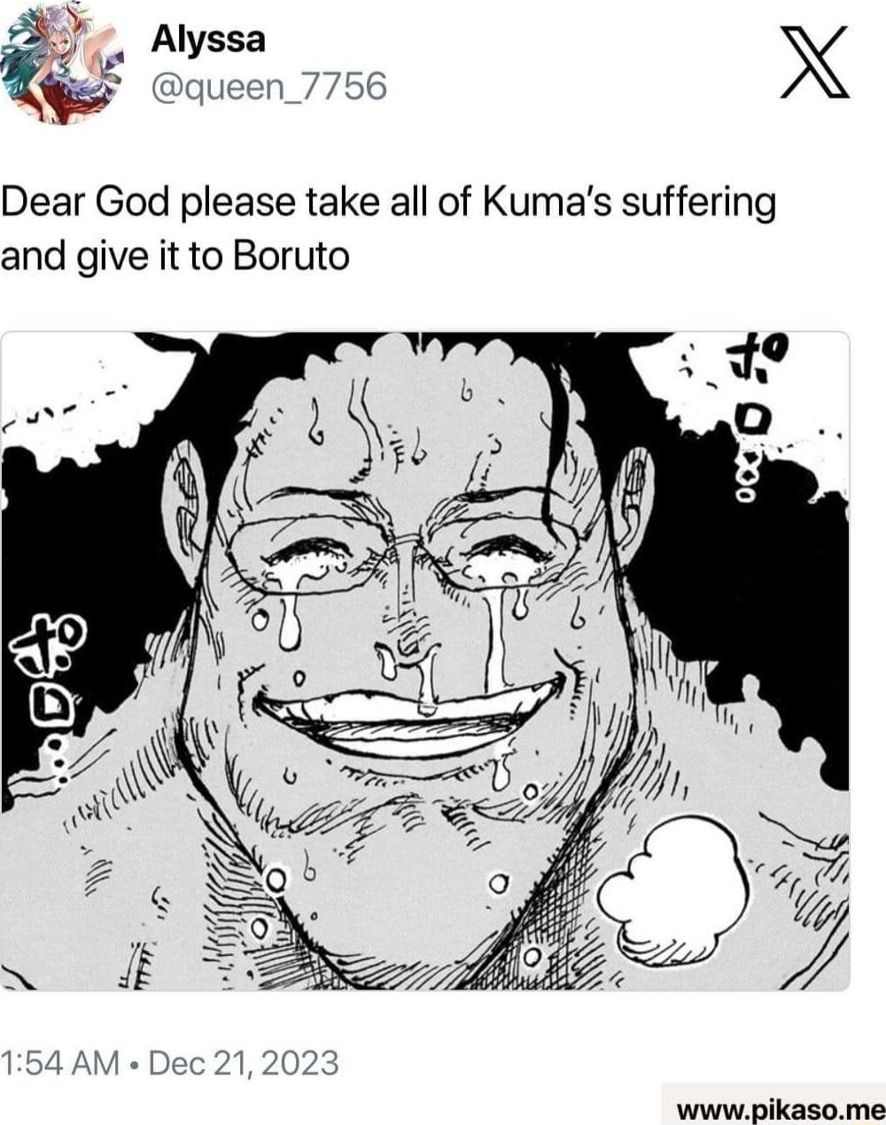 Dear God please take all of Kumas suffering and give it to Boruto wwwpikasome