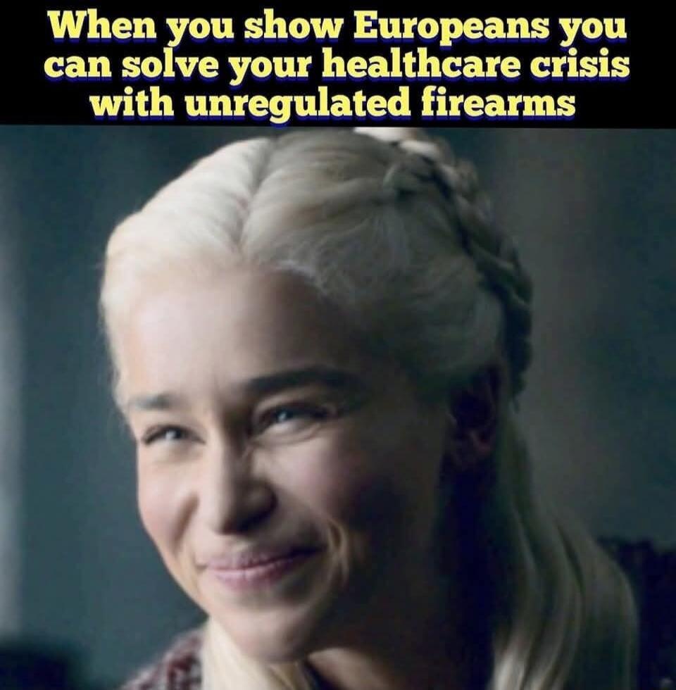 rofn show Europeans you can solve your healthcare crisis with unregulated firearms